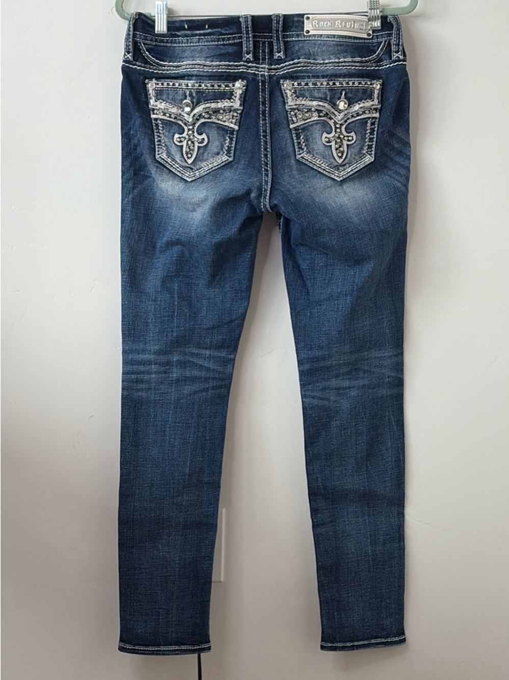 Rock Revival Dark Blue Embellished Skinny Jeans